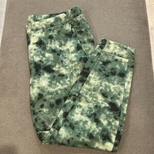 Men's Green Fleece Lined Tie-Dye Pants